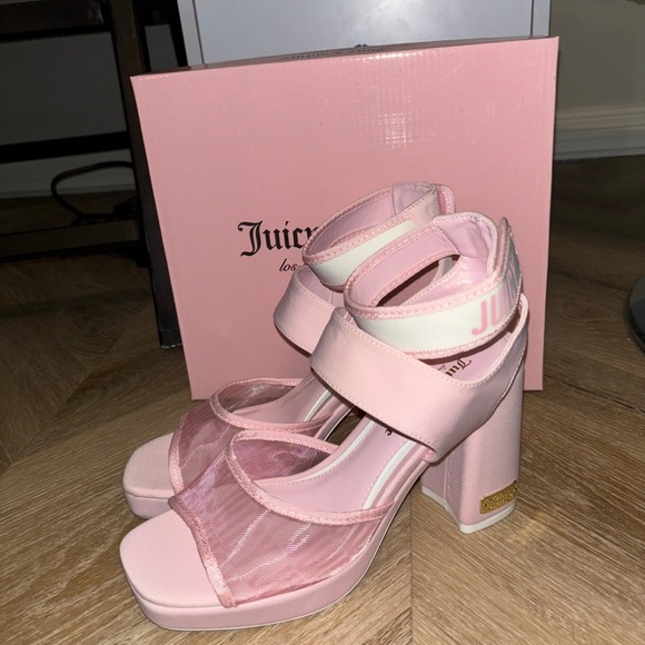 NWT Juicy Couture Women's Open Toe High Heel Dress Sandals with Ankle Strap - Picture 6 of 9